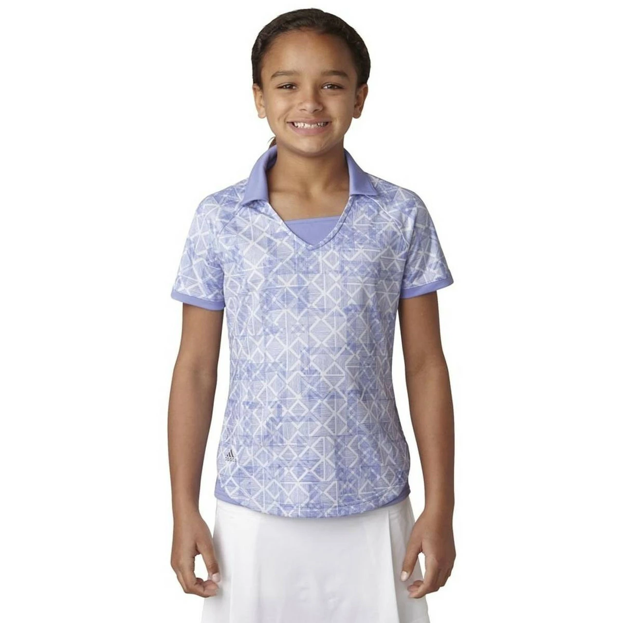 ADIDAS Girls Fashion Print Short Sleeve Polo 1 ADIDAS Girls Fashion Print Short Sleeve Polo