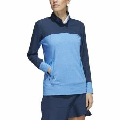 ADIDAS Women's Colorblock Quarter Snap Jacket -Golf Clubs Shop adidas womens colorblock quarter snap jacket blue rush 01 16480.1676583506