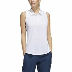 ADIDAS Women's Primeblue Ottoman Stripe Sleeveless Polo 18 ADIDAS Women's Primeblue Ottoman Stripe Sleeveless Polo -Golf Clubs Shop adidas womens primeblue ottoman stripe sleeveless polo white 01 81293.1647972767