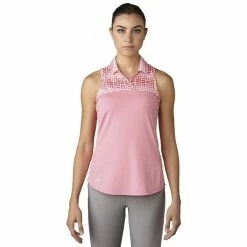 ADIDAS Women's Printed Sport Mesh Sleeveless Polo -Golf Clubs Shop adidas womens printed sport mesh sleeveless polo easy pink 01 26113.1633461092