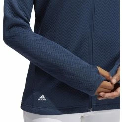 ADIDAS Women's Textured Layer Jacket -Golf Clubs Shop adidas womens textured layer jacket crew navy 03 34816.1633102078