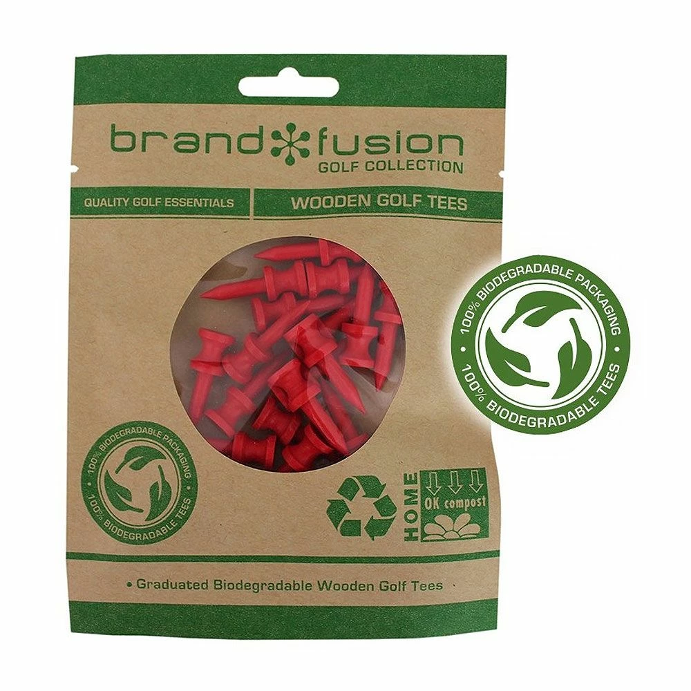 Brand Fusion 31mm Graduated Bio Wooden Golf Tees - 20 Pack 1 Brand Fusion 31mm Graduated Bio Wooden Golf Tees - 20 Pack