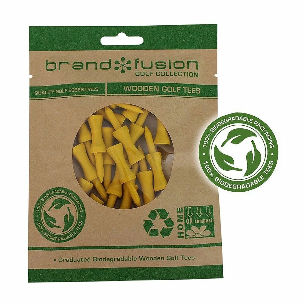 Brand Fusion 43mm Graduated Biodegradable Wooden Golf Tees 1 Brand Fusion 43mm Graduated Biodegradable Wooden Golf Tees