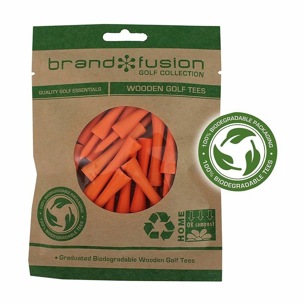 Brand Fusion 67mm Graduated Bio Wooden Golf Tees - 15 Pack 1 Brand Fusion 67mm Graduated Bio Wooden Golf Tees - 15 Pack