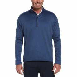 Callaway Midweight Waffle Knit Fleece 1/4 Zip -Golf Clubs Shop callaway midweight waffle knit fleece 1 4 zip dark moody blue heather 01 29115.1659042872
