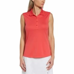 Callaway Women's Solid Knit Sleeveless Polo -Golf Clubs Shop callaway womens solid knit sleeveless polo geranium 01 45683.1656597778