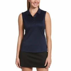 Callaway Women's Solid Knit Sleeveless Polo -Golf Clubs Shop callaway womens solid knit sleeveless polo peacoat 01 14769.1656597778