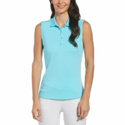 Callaway Women's Solid Knit Sleeveless Polo -Golf Clubs Shop callaway womens solid knit sleeveless polo santorini blue 01 36425.1656597778