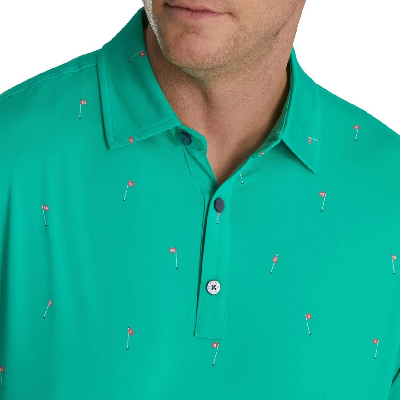 FootJoy 18 Holes Print Lisle Self Collar Polo 11 FootJoy 18 Holes Print Lisle Self Collar Polo - Image 11