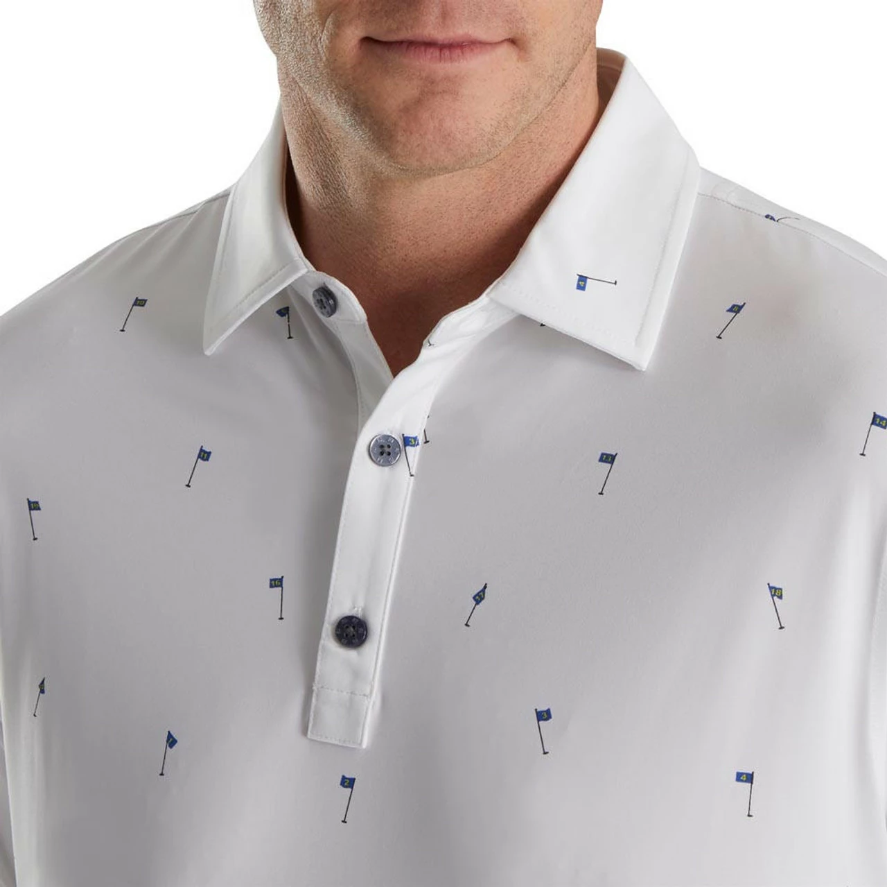 FootJoy 18 Holes Print Lisle Self Collar Polo 7 FootJoy 18 Holes Print Lisle Self Collar Polo - Image 7