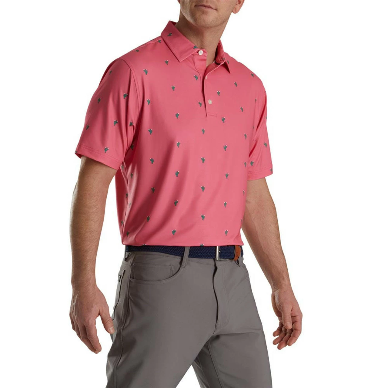 FootJoy Cactus Print Lisle Self Collar Polo 1 FootJoy Cactus Print Lisle Self Collar Polo