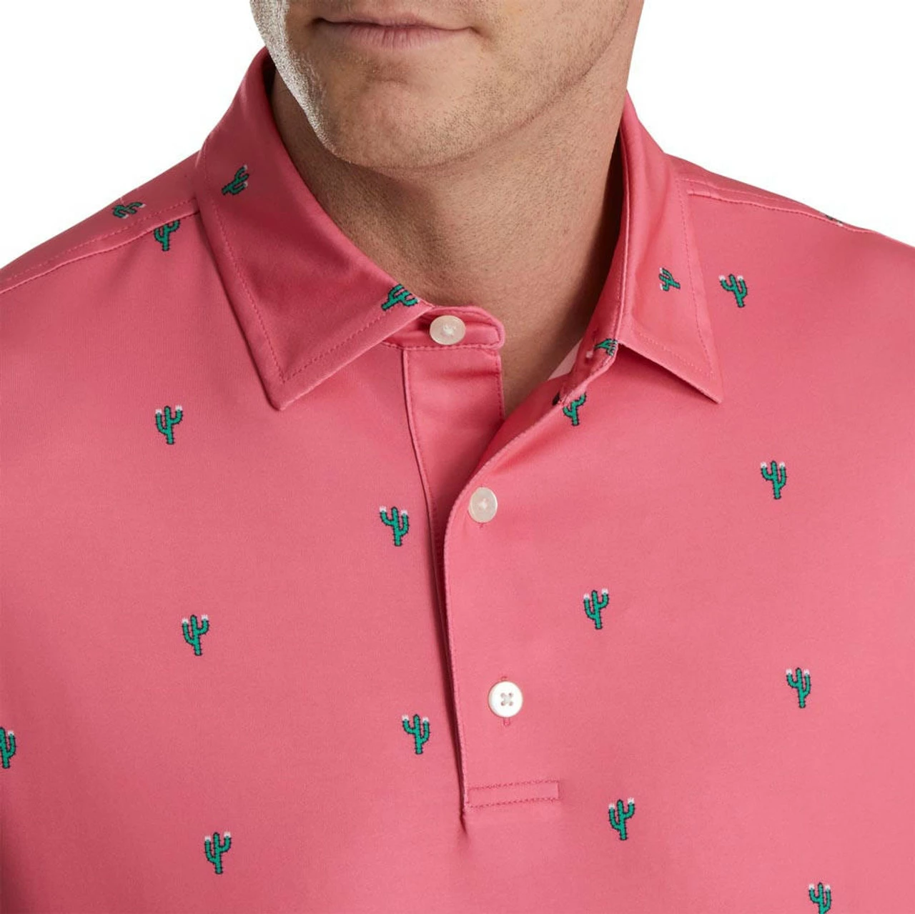 FootJoy Cactus Print Lisle Self Collar Polo 3 FootJoy Cactus Print Lisle Self Collar Polo - Image 3