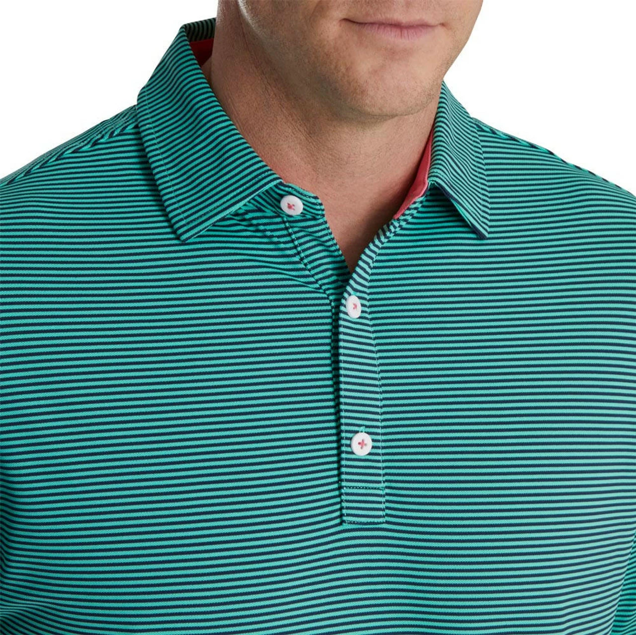 FootJoy Feeder Stripe Mix Stretch Pique Self Collar Polo 7 FootJoy Feeder Stripe Mix Stretch Pique Self Collar Polo - Image 7