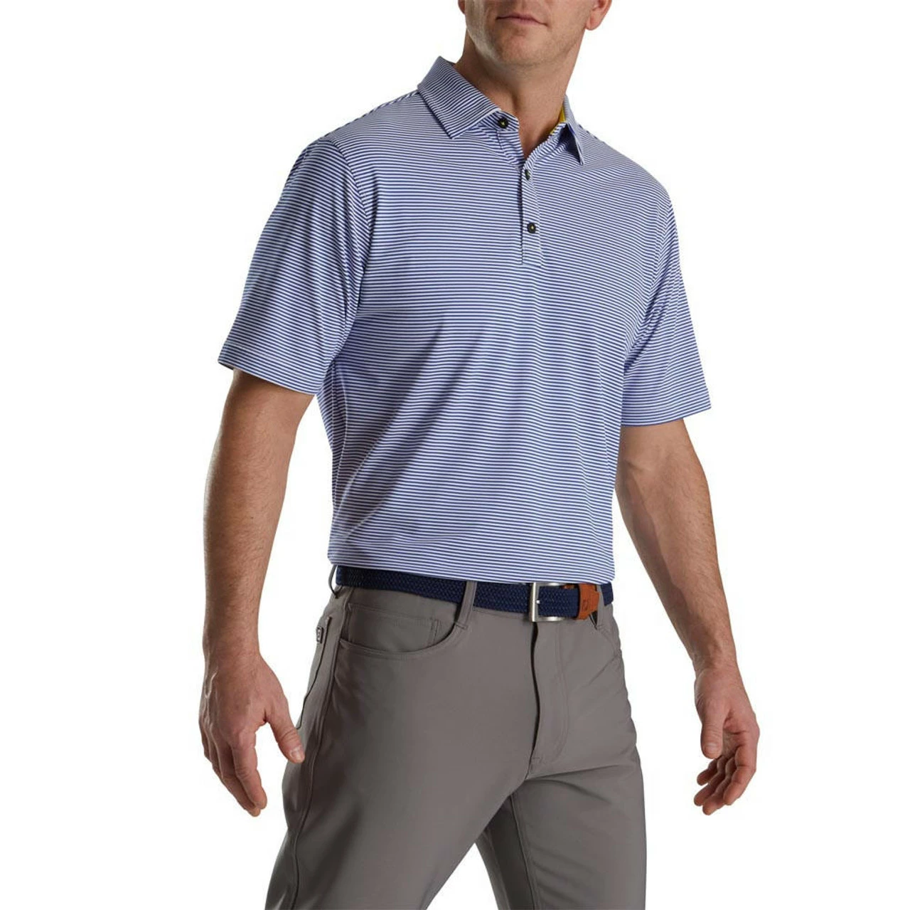 FootJoy Feeder Stripe Mix Stretch Pique Self Collar Polo 1 FootJoy Feeder Stripe Mix Stretch Pique Self Collar Polo