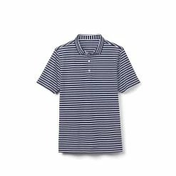 FootJoy Junior Striped Pique Self Collar Polo 9 FootJoy Junior Striped Pique Self Collar Polo -Golf Clubs Shop footjoy junior striped pique self collar polo navy white 01 84291.1676591799