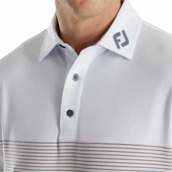 FootJoy Lisle Color Block Self Collar Polo - FJ Logo -Golf Clubs Shop footjoy lisle color block self collar polo fj logo white graphite quartz pink 02 95387.1673899461