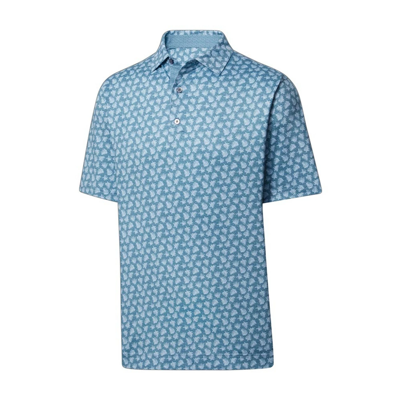 FootJoy Lisle Shadow Palm Print Self Collar Polo 1 FootJoy Lisle Shadow Palm Print Self Collar Polo