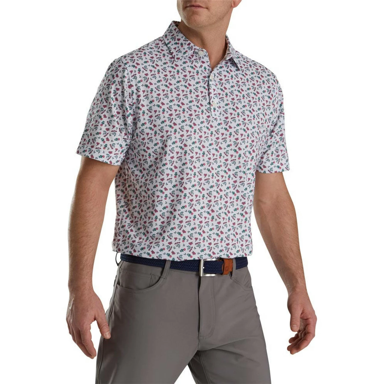 FootJoy Mini Floral Print Lisle Self Collar Polo 5 FootJoy Mini Floral Print Lisle Self Collar Polo - Image 5