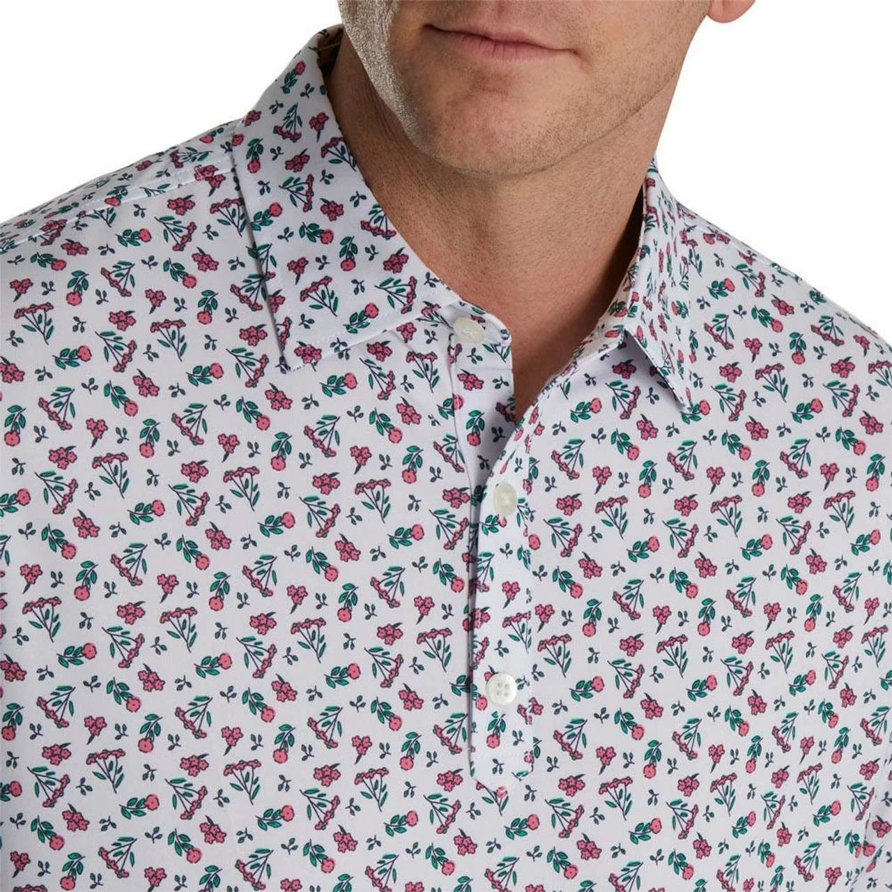 FootJoy Mini Floral Print Lisle Self Collar Polo 7 FootJoy Mini Floral Print Lisle Self Collar Polo - Image 7