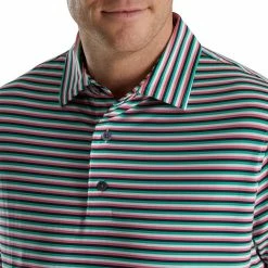 FootJoy Multi Stripe Lisle Self Collar Polo 6 FootJoy Multi Stripe Lisle Self Collar Polo -Golf Clubs Shop footjoy multi stripe lisle self collar polo white watermelon navy 03 68119.1673907178