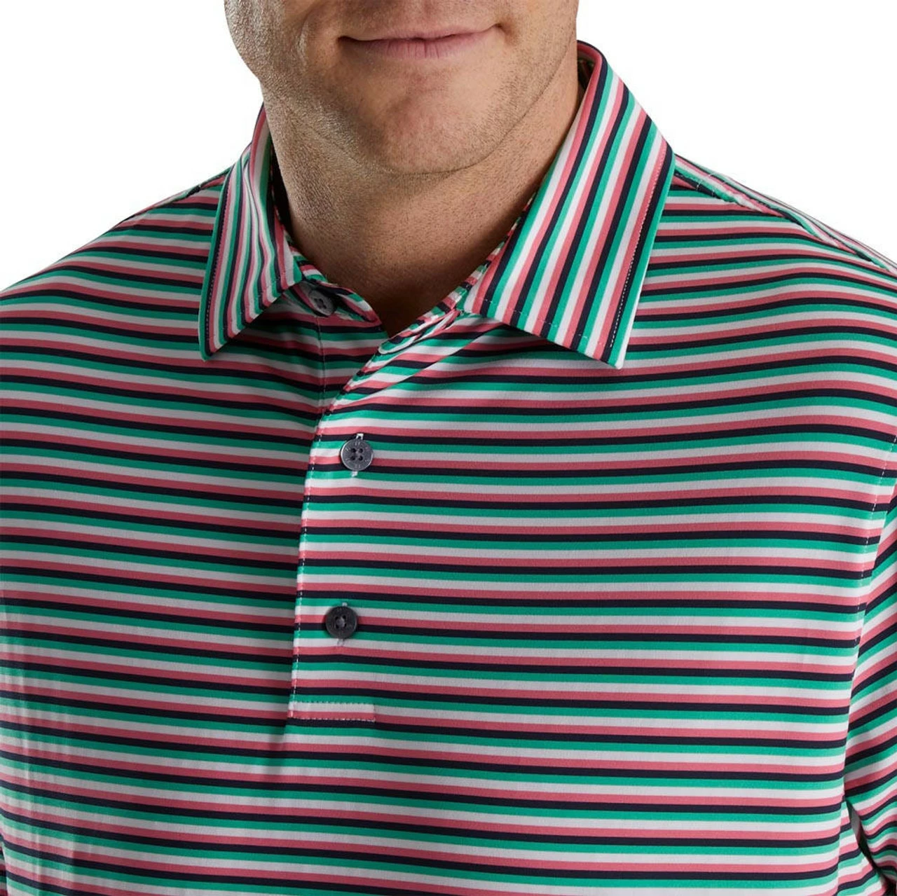 FootJoy Multi Stripe Lisle Self Collar Polo 3 FootJoy Multi Stripe Lisle Self Collar Polo - Image 3