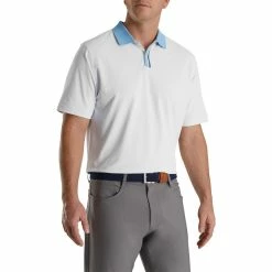 FootJoy Solid Stretch Pique With Stripe Placket Knit Collar Polo -Golf Clubs Shop footjoy solid stretch pique with stripe placket knit collar polo white 01 13309.1673901099