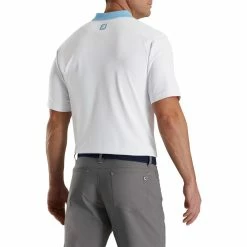 FootJoy Solid Stretch Pique With Stripe Placket Knit Collar Polo -Golf Clubs Shop footjoy solid stretch pique with stripe placket knit collar polo white 02 63688.1673902608