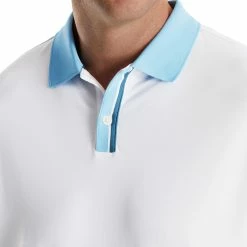FootJoy Solid Stretch Pique With Stripe Placket Knit Collar Polo -Golf Clubs Shop footjoy solid stretch pique with stripe placket knit collar polo white 03 99963.1673900360