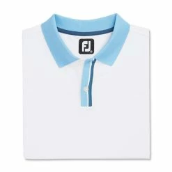 FootJoy Solid Stretch Pique With Stripe Placket Knit Collar Polo -Golf Clubs Shop footjoy solid stretch pique with stripe placket knit collar polo white 04 04009.1673899881