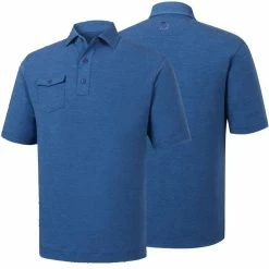 FootJoy Spun Poly Chest Pocket Polo - Self Collar - Closeout -Golf Clubs Shop footjoy spun poly chest pocket polo self collar heather indigo 01 22965.1632420481