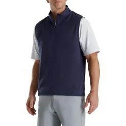 FootJoy Stretch Woven Vest With Knit Accents 24 FootJoy Stretch Woven Vest With Knit Accents -Golf Clubs Shop footjoy stetch woven vest with knit accents navy 01 18132.1673905004