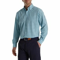 FootJoy Stretch Woven Gingham Shirt 33 FootJoy Stretch Woven Gingham Shirt -Golf Clubs Shop footjoy stretch woven gingham shirt denim azure 01 47139.1671654467