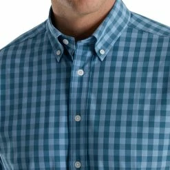 FootJoy Stretch Woven Gingham Shirt 27 FootJoy Stretch Woven Gingham Shirt -Golf Clubs Shop footjoy stretch woven gingham shirt dusk blue ink 03 89505.1671651391