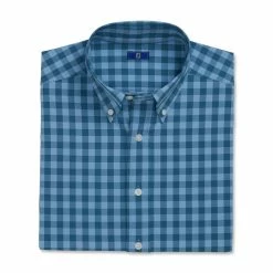 FootJoy Stretch Woven Gingham Shirt 28 FootJoy Stretch Woven Gingham Shirt -Golf Clubs Shop footjoy stretch woven gingham shirt dusk blue ink 04 20599.1671652256