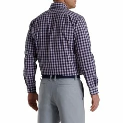 FootJoy Stretch Woven Gingham Shirt 42 FootJoy Stretch Woven Gingham Shirt -Golf Clubs Shop footjoy stretch woven gingham shirt lavender navy 02 80400.1671652156