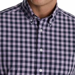 FootJoy Stretch Woven Gingham Shirt 43 FootJoy Stretch Woven Gingham Shirt -Golf Clubs Shop footjoy stretch woven gingham shirt lavender navy 03 41319.1671651079