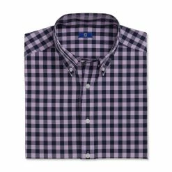 FootJoy Stretch Woven Gingham Shirt 44 FootJoy Stretch Woven Gingham Shirt -Golf Clubs Shop footjoy stretch woven gingham shirt lavender navy 04 86254.1671653289