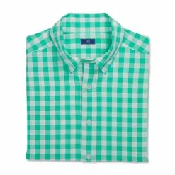 FootJoy Stretch Woven Gingham Shirt 32 FootJoy Stretch Woven Gingham Shirt -Golf Clubs Shop footjoy stretch woven gingham shirt light sea green white 04 74112.1671652605