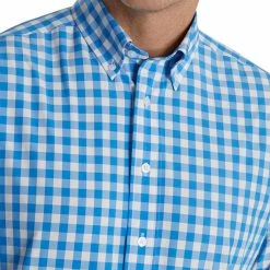 FootJoy Stretch Woven Gingham Shirt 39 FootJoy Stretch Woven Gingham Shirt -Golf Clubs Shop footjoy stretch woven gingham shirt white royal 03 02128.1671653586