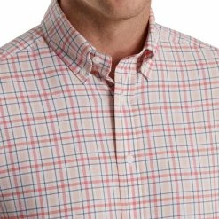 FootJoy Super Soft Woven Plaid Shirt -Golf Clubs Shop footjoy super soft woven plaid shirt white coral pink graphite 03 16269.1671652025