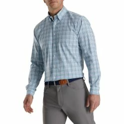 FootJoy Super Soft Woven Plaid Shirt -Golf Clubs Shop footjoy super soft woven plaid shirt white dusk blue ink 01 31344.1671650609