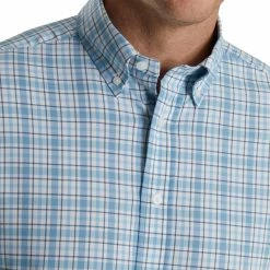 FootJoy Super Soft Woven Plaid Shirt -Golf Clubs Shop footjoy super soft woven plaid shirt white dusk blue ink 03 57282.1671651055