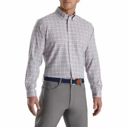 FootJoy Super Soft Woven Plaid Shirt -Golf Clubs Shop footjoy super soft woven plaid shirt white lavender sage navy 01 70774.1671653110