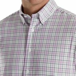 FootJoy Super Soft Woven Plaid Shirt -Golf Clubs Shop footjoy super soft woven plaid shirt white lavender sage navy 03 14175.1671654479