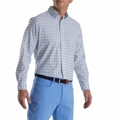 FootJoy Super Soft Woven Plaid Shirt -Golf Clubs Shop footjoy super soft woven plaid shirt white light ocean 01 05104.1671653972