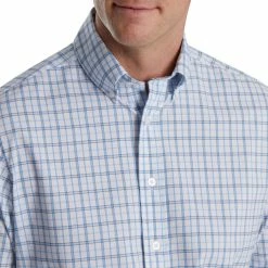 FootJoy Super Soft Woven Plaid Shirt -Golf Clubs Shop footjoy super soft woven plaid shirt white light ocean 03 36816.1671650329