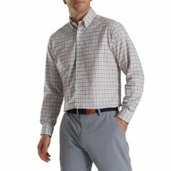 FootJoy Super Soft Woven Plaid Shirt -Golf Clubs Shop footjoy super soft woven plaid shirt white sea green watermelon 01 12779.1671654198