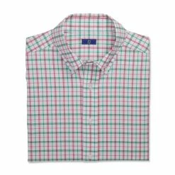 FootJoy Super Soft Woven Plaid Shirt -Golf Clubs Shop footjoy super soft woven plaid shirt white sea green watermelon 04 60267.1671651993