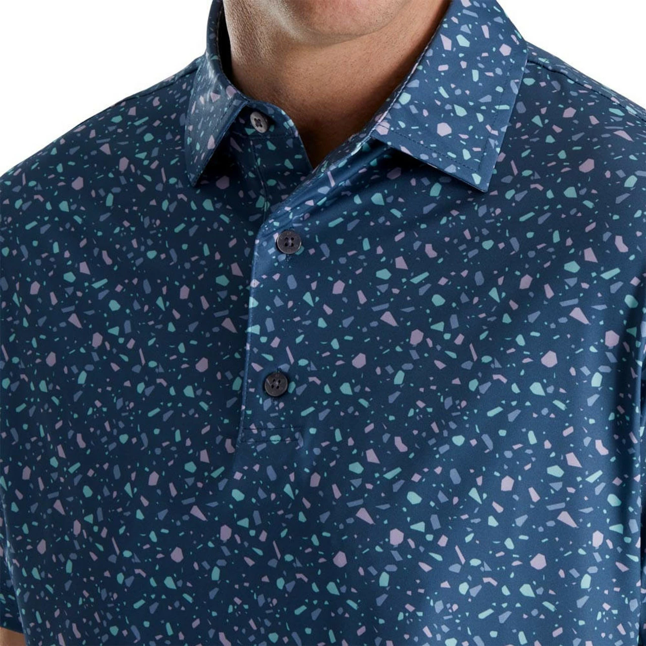 FootJoy Terrazzo Print Lisle Self Collar Polo 3 FootJoy Terrazzo Print Lisle Self Collar Polo - Image 3