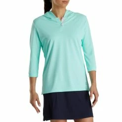 FootJoy Women's 3/4 Sleeve Pinstripe Hoodie 21 FootJoy Women's 3/4 Sleeve Pinstripe Hoodie -Golf Clubs Shop footjoy womens 3 4 sleeve pinstripe hoodie aquamarine 02 63091.1633109315